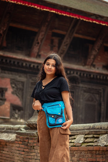 Blue Cotton Fanny Pack -FWOSI